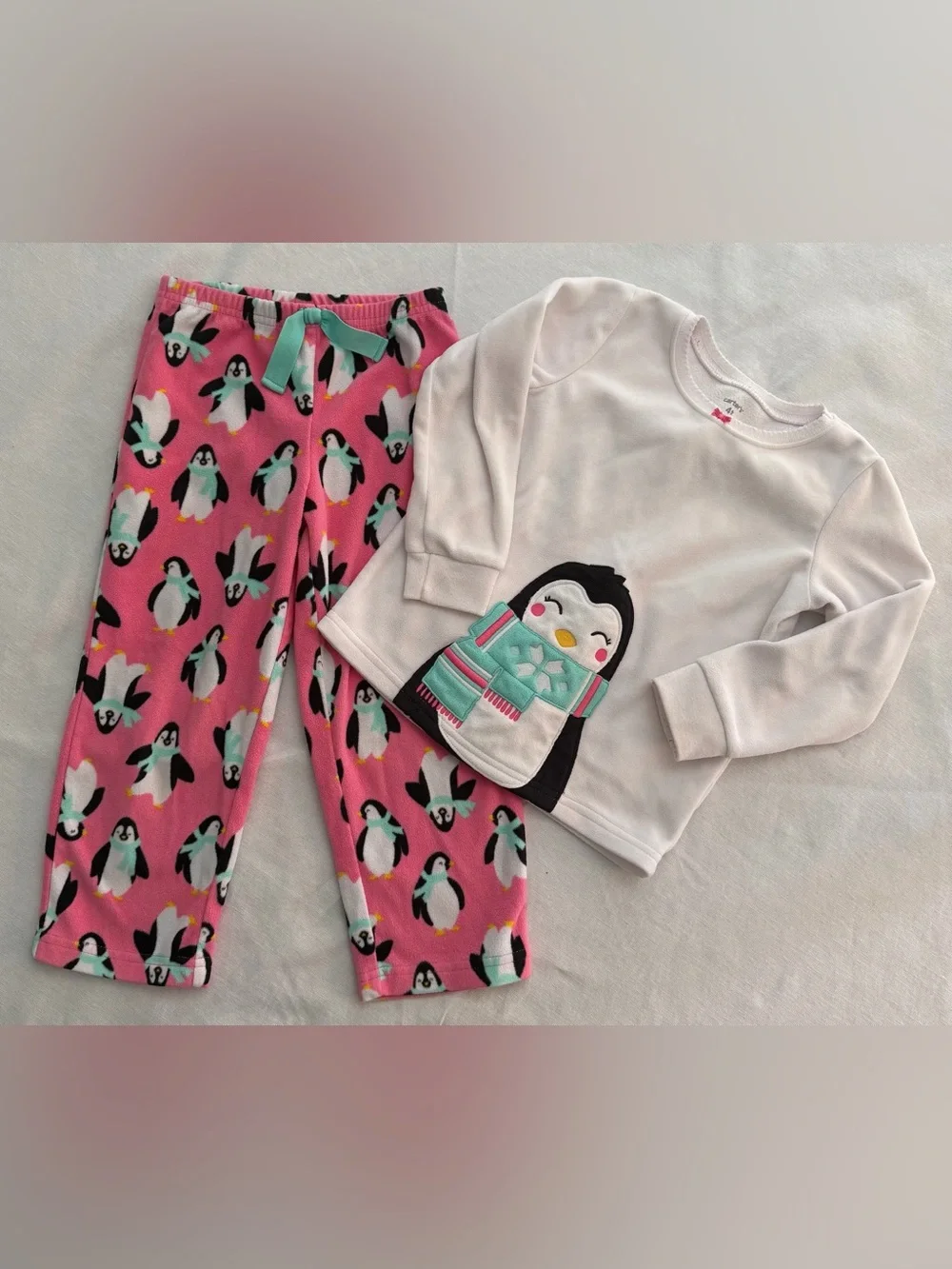 Carter's 4T Girls Winter Penguin Fleece Pajama Set